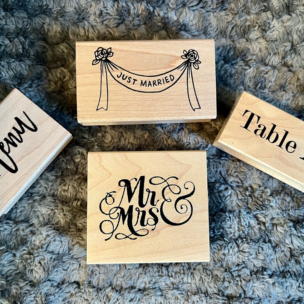 NWT Paper Source Wedding Calligraphy Rubber Stamps- 4pc